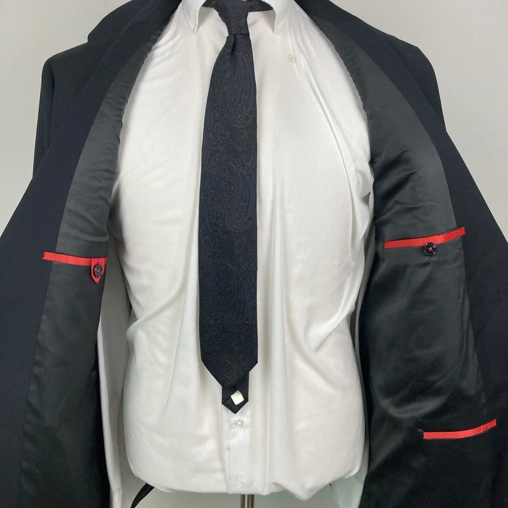 HUGO BOSS Black Wool Karl232X Mens Blazer Suit Jacket‎ Sport Coat 46R